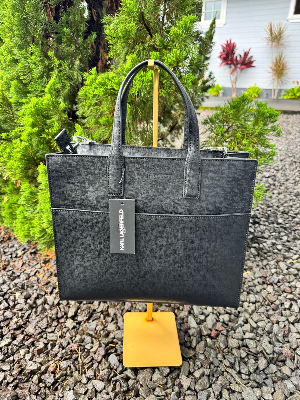 Karl Lagerfeld Paris Logo Tote Crossbody Bag Black White NWT MSRP $228 - Picture 2 of 11